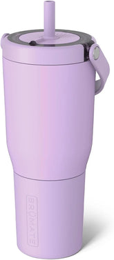 BrüMate Resa 35oz 100% Leakproof Travel Tumbler with Handle & Straw | Flexible SoftSip Straw | Silicone Sleeve for Durability | Stainless Steel | Cup Holder & Travel Friendly Water Bottle | (Lavender)