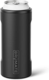 BrüMate Hopsulator Slim Can Cooler Insulated for 12oz Slim Cans | Skinny Can Insulated Stainless Steel Drink Holder for Hard Seltzer, Beer, Soda, and Energy Drinks (Matte Black)
