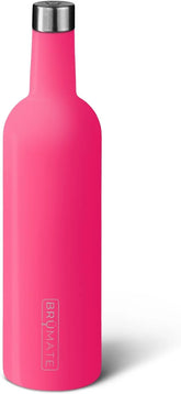BrüMate Winesulator 25 Oz Triple-Walled Insulated Wine Canteen Made of Stainless Steel, 24-Hour Temperature Retention, Shatterproof, Comes with Silicone Transfer Funnel (Neon Pink)