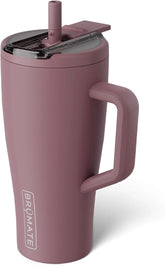 BrüMate Era Flip 30oz Tumbler with 100% Leakproof Covered Straw Lid | Hygienic Covered Straw | Insulated Stainless Steel Water Bottle with Handle | Cup Holder Friendly | BPA-Free (Rose Taupe)