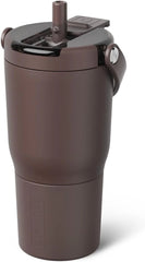 BrüMate Resa Flip 20oz Kids Travel Tumbler with Covered Flip Down Straw | 100% Leakproof Water Bottle | Insulated Stainless Steel | Cup Holder Friendly Silicone Base | 20oz (Java)