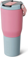 BrüMate Resa Flip 35oz Travel Tumbler with Covered Flip Down Straw | 100% Leakproof Water Bottle | Made of Insulated Stainless Steel | Cup Holder Friendly Silicone Base | 35oz (Eclipse)