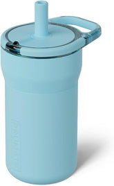 BrüMate Leap 12oz 100% Leakproof Kids Tumbler with Handle & Silicone Soft Straw | Durable Drop Resistant Silicone Sleeve | Made of Insulated Stainless Steel | Cup Holder Friendly | (Glacier)