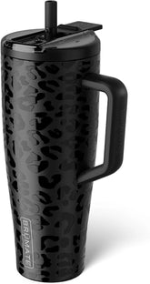 BrüMate Era Flip 40oz Tumbler with 100% Leakproof Covered Straw Lid | Hygienic Covered Straw | Insulated Stainless Steel Water Bottle with Handle | Cup Holder Friendly | BPA-Free (Onyx Leopard)