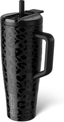 BrüMate Era Flip 40oz Tumbler with 100% Leakproof Covered Straw Lid | Hygienic Covered Straw | Insulated Stainless Steel Water Bottle with Handle | Cup Holder Friendly | BPA-Free (Onyx Leopard)