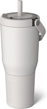 BrüMate Resa 35oz 100% Leakproof Travel Tumbler with Handle & Straw | Flexible SoftSip Straw | Silicone Sleeve for Durability | Stainless Steel | Cup Holder & Travel Friendly Water Bottle | (Dune)