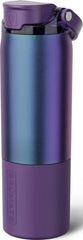 BrüMate Rise 25oz Water Bottle With 100% Leakproof Covered Silicone Straw | Insulated Stainless Steel Water Bottle | Cup-Holder Friendly | Fast Flow | Soft Sip Silicone Spout | BPA-Free (Dark Aura)
