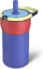 BrüMate Leap 12oz 100% Leakproof Kids Tumbler with Handle and Silicone Soft Straw | Drop Resistant Silicone Sleeve | For Kids 4+ | Insulated Stainless Steel | Cup Holder Friendly | 12oz (Supernova)