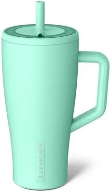 BrüMate Era 30 oz Tumbler with Handle and Straw | 100% Leakproof Insulated Water Bottle Tumbler with Lid and Flexible SoftSip Straw | Made of Stainless Steel | Cup Holder Friendly | 30oz (Mint)