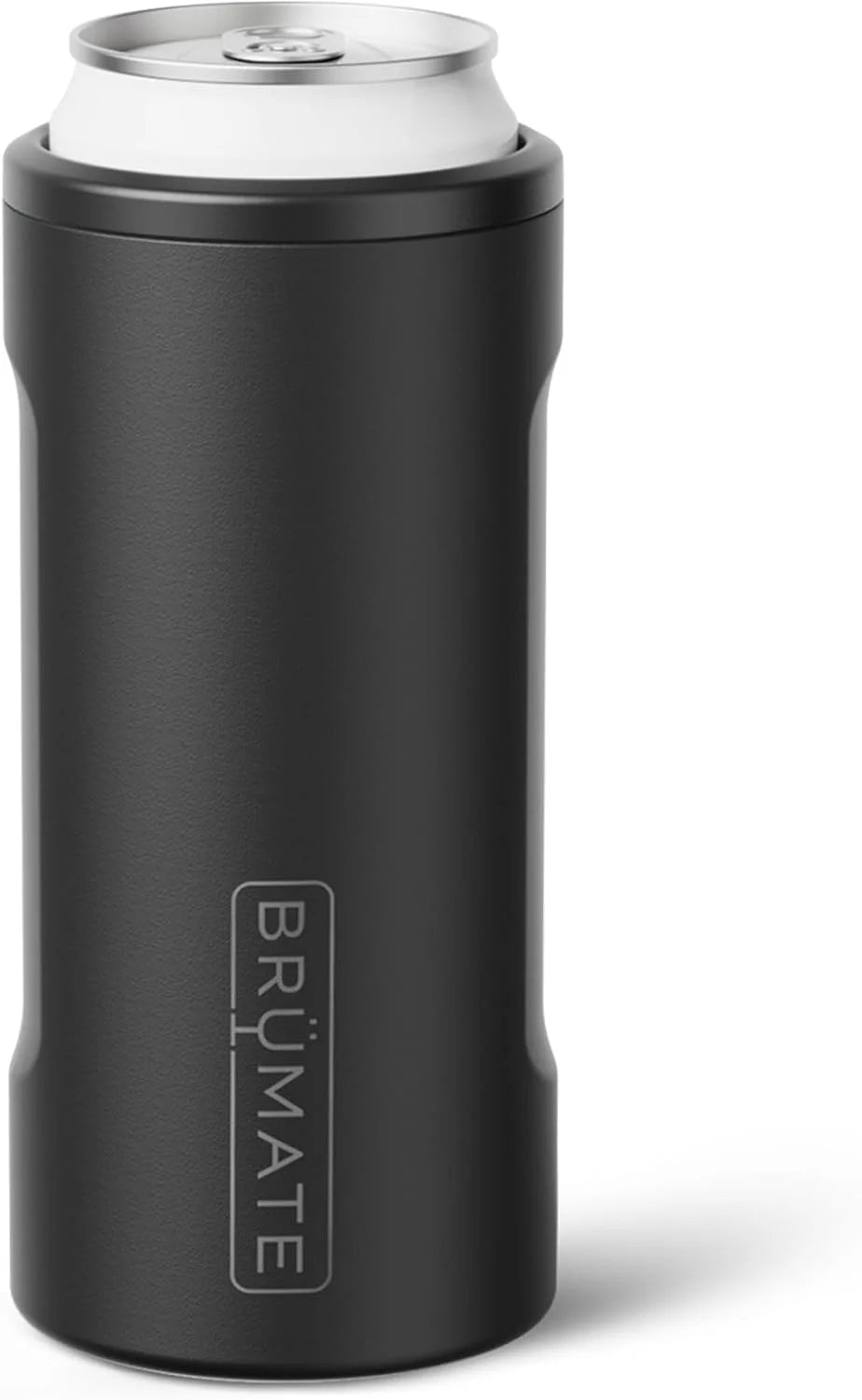 BrüMate Hopsulator Slim Can Cooler Insulated for 12oz Slim Cans | Skinny Can Insulated Stainless Steel Drink Holder for Hard Seltzer, Beer, Soda, and Energy Drinks (Matte Black)