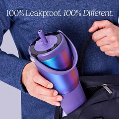 BrüMate Resa 35oz 100% Leakproof Travel Tumbler with Handle & Straw | Flexible SoftSip Straw | Silicone Sleeve for Durability | Stainless Steel | Cup Holder & Travel Friendly Water Bottle | (Lavender)