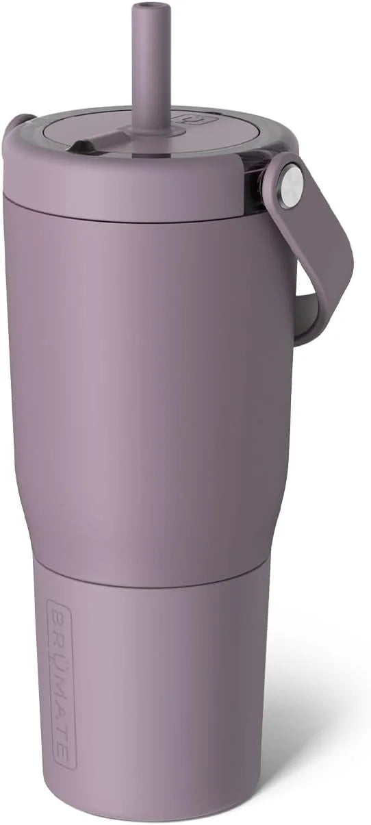 BrüMate Resa 25oz 100% Leakproof Travel Tumbler w/Handle & Straw | Flexible SoftSip Straw | Silicone Sleeve for Durability | Stainless Steel | Cup Holder & Travel Friendly Water Bottle (Lilac Dusk)
