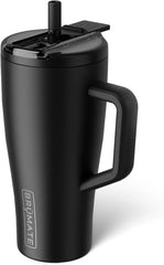 BrüMate Era Flip 30oz Tumbler with 100% Leakproof Covered Straw Lid | Hygienic Covered Straw | Insulated Stainless Steel Water Bottle with Handle | Cup Holder Friendly | BPA-Free (Matte Black)
