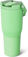 BrüMate Resa Flip 35oz Travel Tumbler with Covered Flip Down Straw | 100% Leakproof Water Bottle | Made of Insulated Stainless Steel | Cup Holder Friendly Silicone Base | 35oz (Kiwi)