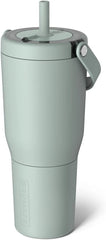 BrüMate Resa 35oz 100% Leakproof Travel Tumbler with Handle & Straw | Flexible SoftSip Straw | Silicone Sleeve for Durability | Stainless Steel | Cup Holder & Travel Friendly Water Bottle | (Sage)