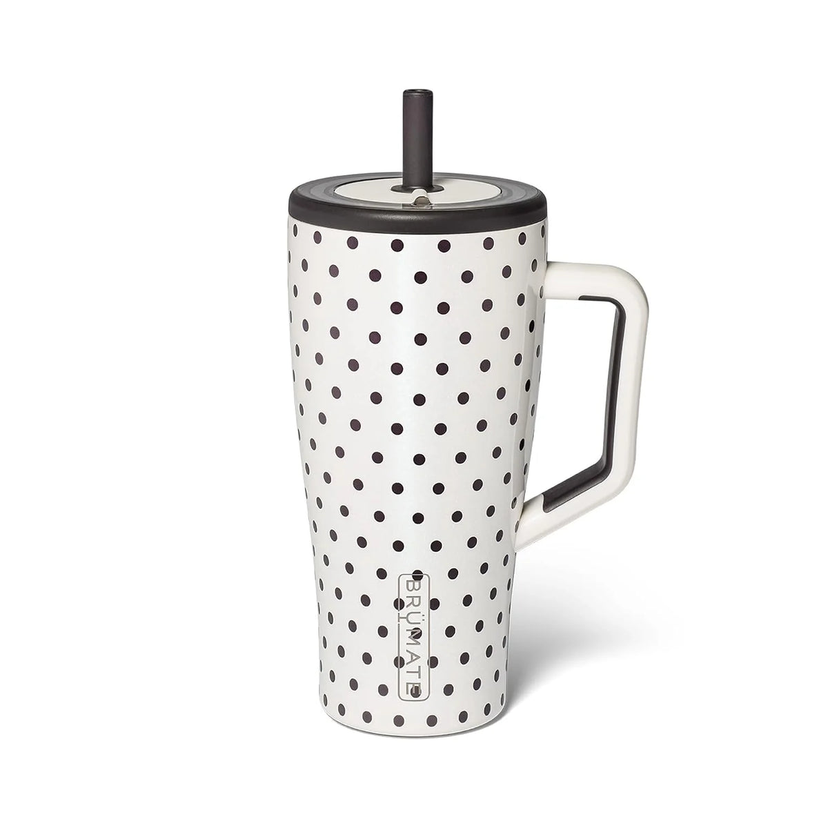 BrüMate Era 30 oz Tumbler with Handle & Straw | 100% Leakproof Insulated Water Bottle Tumbler with Lid & Flexible SoftSip Straw | Made of Stainless Steel | Cup Holder Friendly | 30oz (Polka Pearl)