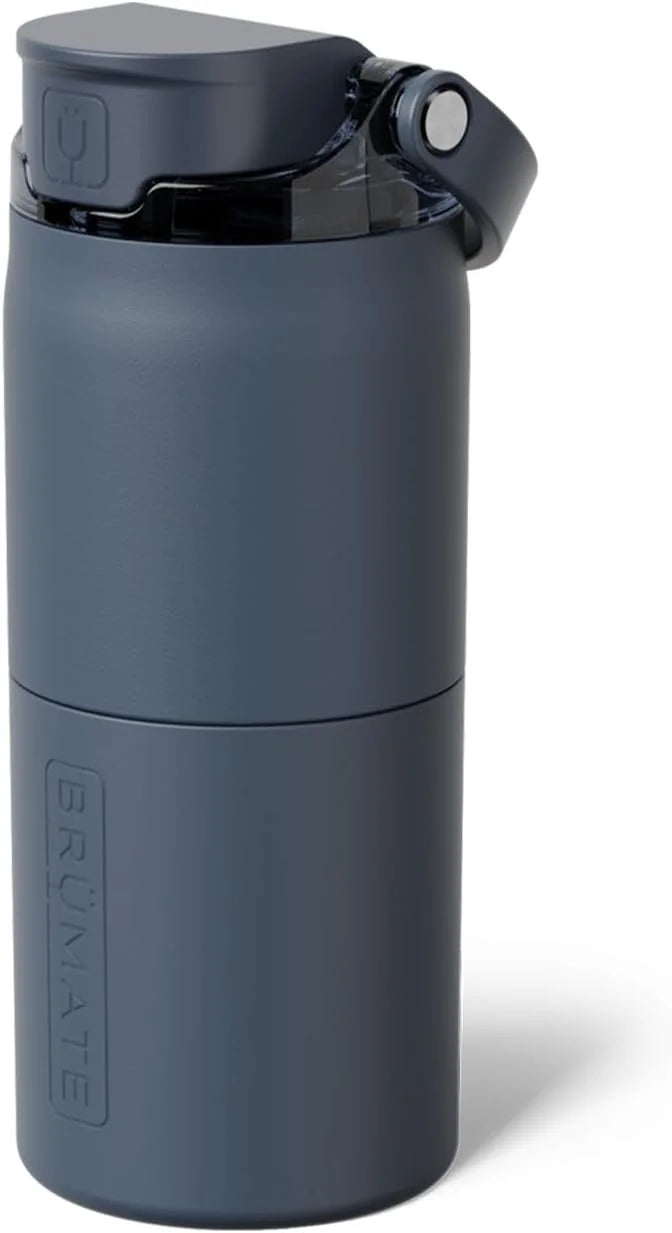 BrüMate Rise 18oz Water Bottle with Covered Silicone Straw | 100% Leakproof Insulated Kids Water Bottle | Cup Holder Friendly Base | 18oz (Nightfall Blue)
