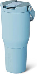 BrüMate Resa Flip 35oz Travel Tumbler with Covered Flip Down Straw | 100% Leakproof Water Bottle | Made of Insulated Stainless Steel | Cup Holder Friendly Silicone Base | 35oz (Glacier)