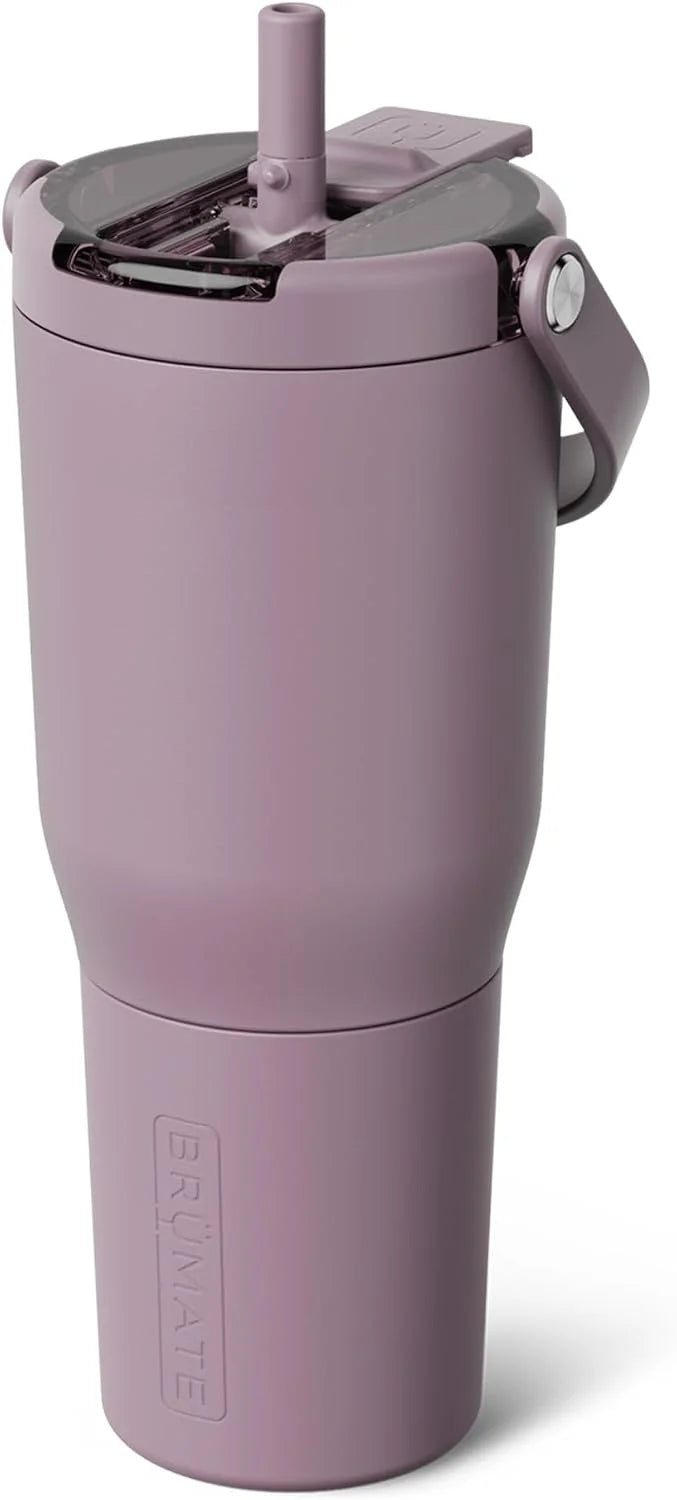 BrüMate Resa Flip 35oz Travel Tumbler with Covered Flip Down Straw | 100% Leakproof Water Bottle | Made of Insulated Stainless Steel | Cup Holder Friendly Silicone Base | 35oz (Lilac Dusk)