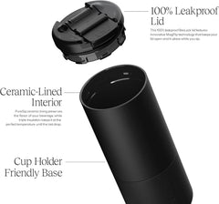 BrüMate Strova 18oz 100% Leakproof Insulated Coffee Mug | Ceramic-Lined Interior | Built-In Silicone Sleeve for Travel | Locking Flip Lid (Nightfall Blue)