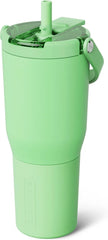 BrüMate Resa Flip 35oz Travel Tumbler with Covered Flip Down Straw | 100% Leakproof Water Bottle | Made of Insulated Stainless Steel | Cup Holder Friendly Silicone Base | 35oz (Kiwi)