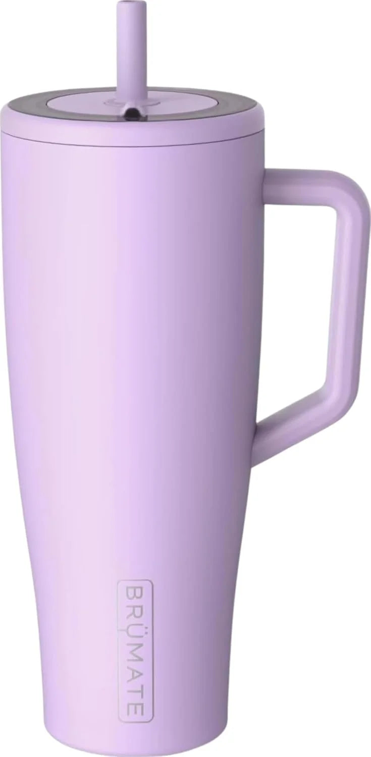BrüMate Era 40 oz Tumbler with Handle and Straw | 100% Leakproof Insulated Water Bottle Tumbler with Lid and Flexible SoftSip Straw | Made of Stainless Steel | Cup Holder Friendly | 40oz (Lavender)