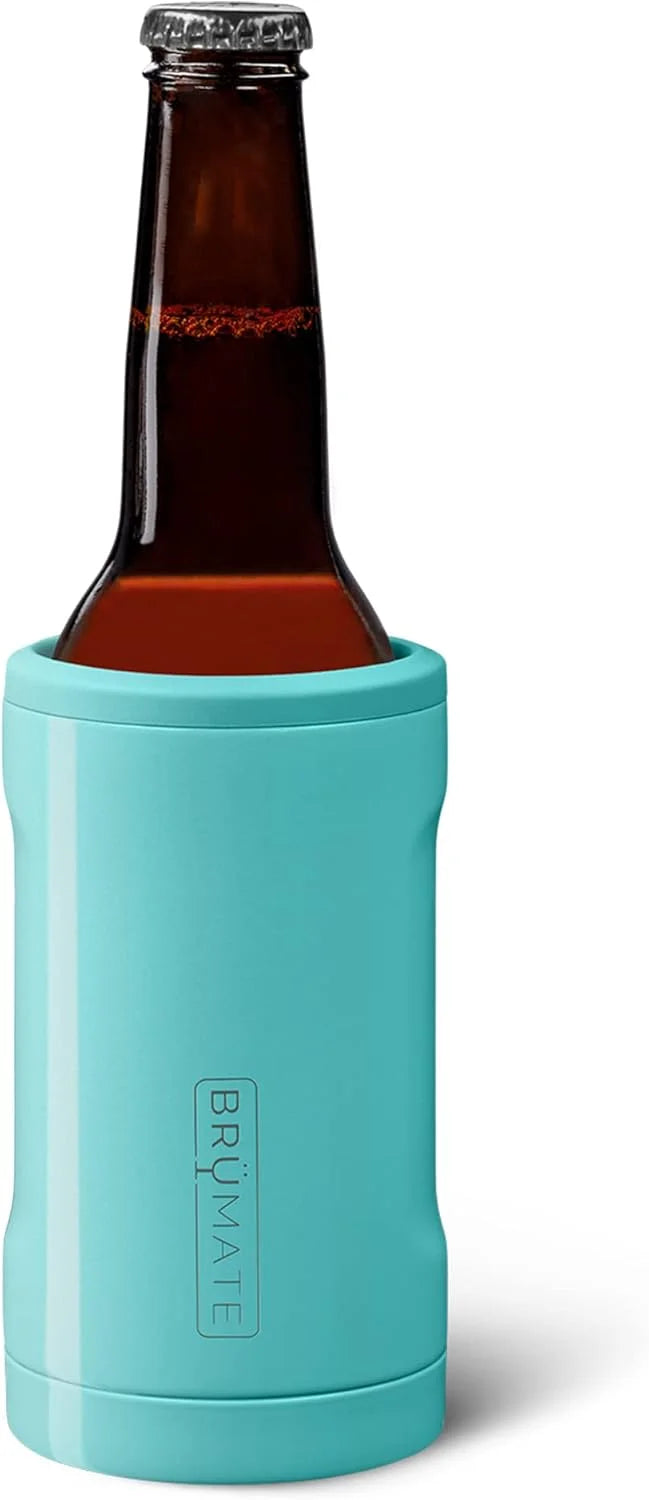 BrüMate Hopsulator Bott'l Insulated Bottle Cooler for Standard 12oz Glass Bottles | Glass Bottle Insulated Stainless Steel Drink Holder for Beer and Soda (Aqua)