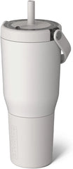 BrüMate Resa 35oz 100% Leakproof Travel Tumbler with Handle & Straw | Flexible SoftSip Straw | Silicone Sleeve for Durability | Stainless Steel | Cup Holder & Travel Friendly Water Bottle | (Dune)