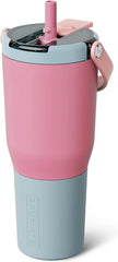 BrüMate Resa Flip 35oz Travel Tumbler with Covered Flip Down Straw | 100% Leakproof Water Bottle | Made of Insulated Stainless Steel | Cup Holder Friendly Silicone Base | 35oz (Eclipse)